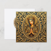 Gouden eerbied Maagd Maria Feestdagenkaart (Voorkant / Achterkant)