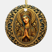 Gouden eerbied Maagd Maria Keramisch Ornament (Voorkant)
