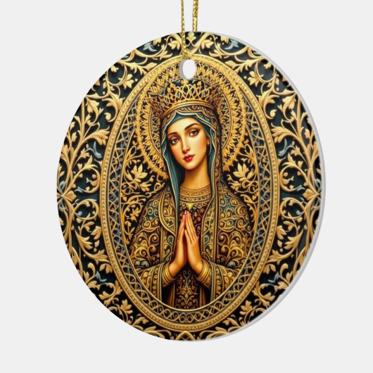 Gouden eerbied Maagd Maria Keramisch Ornament (Links)