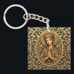 Gouden Eerbied Maagd Maria Sleutelhanger<br><div class="desc">Verhef je dagelijkse stijl met onze Gouden Reverentie Maagd Maria Sleutelhanger! ✨ Dit prachtige stuk, versierd met goud en blauw, is niet alleen een mooie accessoire maar ook een symbool van geloof en toewijding. Neem een vleugje elegantie en spiritualiteit overal mee naartoe! 🙏</div>