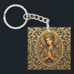 Gouden Eerbied Maagd Maria Sleutelhanger<br><div class="desc">Verhef je dagelijkse stijl met onze Gouden Reverentie Maagd Maria Sleutelhanger! ✨ Dit prachtige stuk,  versierd met goud en blauw,  is niet alleen een mooie accessoire maar ook een symbool van geloof en toewijding. Neem een vleugje elegantie en spiritualiteit overal mee naartoe! 🙏</div>