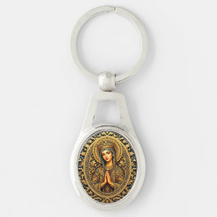 Gouden eerbied Maagd Maria Sleutelhanger