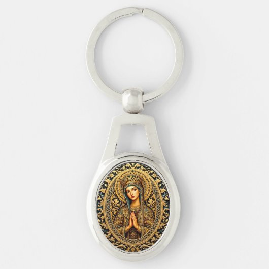 Gouden eerbied Maagd Maria Sleutelhanger (Voorkant)