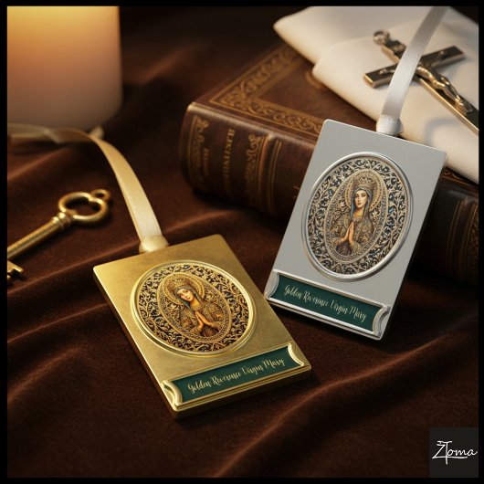 Gouden eerbied Maagd Maria Verguld Banner Ornament