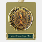 Gouden eerbied Maagd Maria Verguld Banner Ornament (Voorkant)