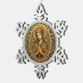 Gouden Eerbiedige Maagd Maria Tin Sneeuwvlok Ornament (Rechts)