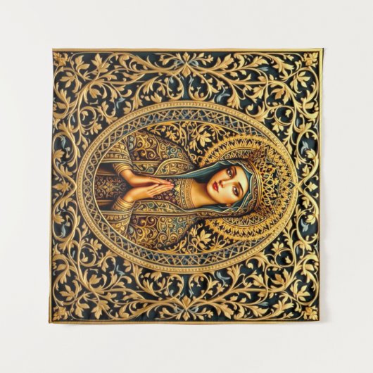 Gouden Eerbiedige Maagd Maria Wandkleed (Voorkant (horizontaal))