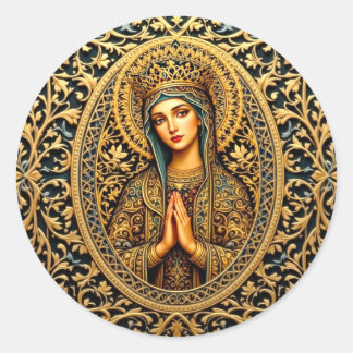 Gouden Eerbiedwoning Maagd Maria Ronde Sticker