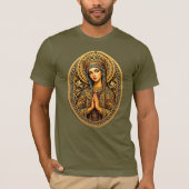 Gouden Eerbiedwoning Maagd Maria T-shirt (Voorkant)