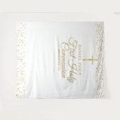 Gouden Eerste Heilige Communie Foto Achtergrond Wandkleed (Voorkant (horizontaal))