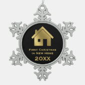 Gouden Eerste Kerstmis in New Home 20XX Tin Sneeuwvlok Ornament (Voorkant)