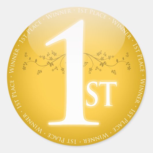Gouden eerste plaats (1e) Award Ronde Sticker (Voorkant)