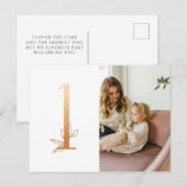 Gouden Eerste Verjaardag Foto Bedankt kaart (Voorkant / Achterkant)
