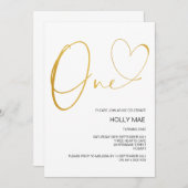 Gouden Eerste Verjaardag Uitnodiging 1e Verjaardag (Voorkant / Achterkant)