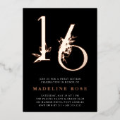 Gouden Eeuw | Sweet 16 Verjaardagsfeest Rose Goud Folie Uitnodiging (Voorkant)