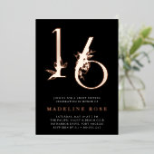 Gouden Eeuw | Sweet 16 Verjaardagsfeest Rose Goud Folie Uitnodiging (Staand Voorkant)