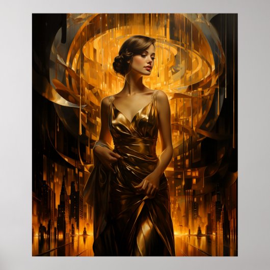 Gouden Eeuw van Psyche airbrush schilderen Poster (Voorkant)