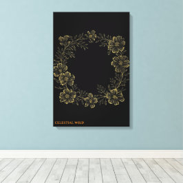 Gouden Eeuwige Bloei Bloemenschilderij op Canvas a Afdruk