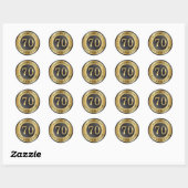 Gouden effect 70e verjaardag ronde sticker (Vel)