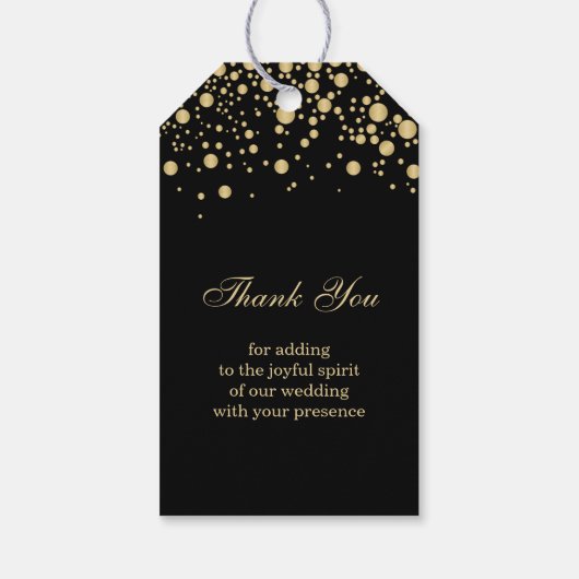 Gouden effect confetti Bruiloft Dank u Gift label Cadeaulabel (Achterkant)