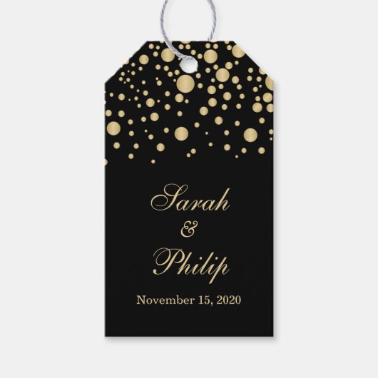 Gouden effect confetti Bruiloft Dank u Gift label Cadeaulabel (Voorkant)