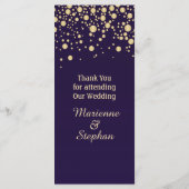 Gouden effect confetti op violet Menu Kaart (Achterkant)