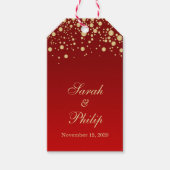 Gouden effect confetti rood Dank u Gift label Cadeaulabel (Voorkant)
