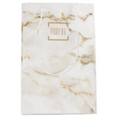 Gouden Effect Marmer Gepersonaliseerde Kerstmis Medium Cadeauzakje (Voorkant)