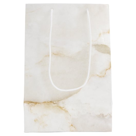 Gouden Effect Marmer Gepersonaliseerde Kerstmis Medium Cadeauzakje (Achterkant)