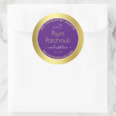 Gouden Effect Paarse Plum Soy Candles Verpakking Ronde Sticker (Tas)