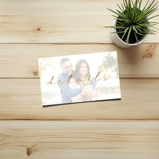 Gouden effect script, uw fototrouwdetails informatiekaartje