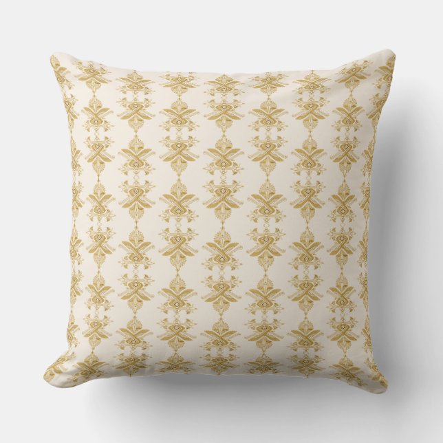Gouden Egyptisch Motief Patroon Kussen (Voorkant)