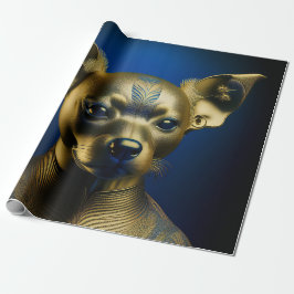Gouden Egyptische Chihuahua Bewaker Cadeaupapier