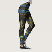 Gouden Egyptische goden en hiërogliefen op leer Leggings (Rechts)