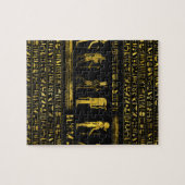 Gouden Egyptische goden en hiërogliefen op leer Legpuzzel (Horizontaal)