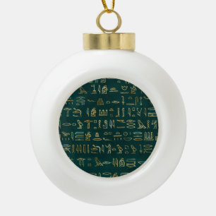 Gouden Egyptische Hiërogliefen Typografie Egypte Keramische Bal Ornament