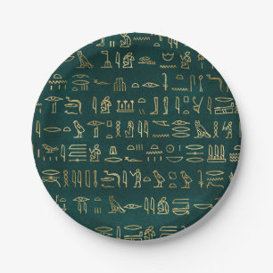Gouden Egyptische Hiërogliefen Typografie Egypte Papieren Bordje