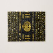 Gouden Egyptische Mestkever op zwart leer Legpuzzel (Horizontaal)