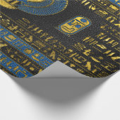 Gouden Egyptische Scarab-versiering op leer Cadeaupapier (Hoek)