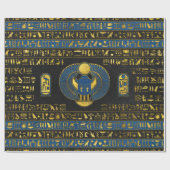Gouden Egyptische Scarab-versiering op leer Cadeaupapier (Vlak)