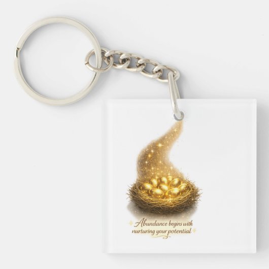 Gouden Ei Nest Inspirerende Sleutelhanger (voorkant)