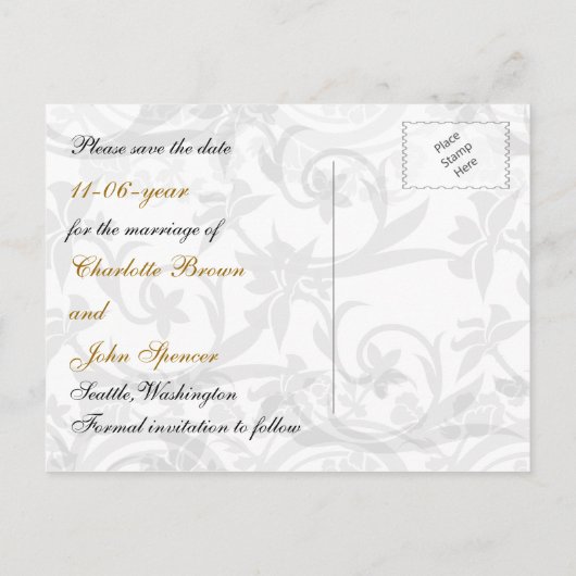 gouden Eiffeltoren Franse bruiloft Opslaan Datum Aankondigingskaart (Achterkant)