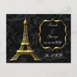 Gouden Eiffeltoren Franse bruiloft rsvp Uitnodiging Briefkaart