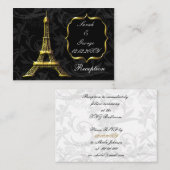 Gouden Eiffeltoren Franse huwelijksreceptie Informatiekaartje (Voorkant / Achterkant)