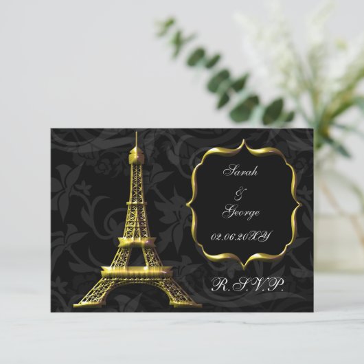 gouden Eiffeltoren franse rsvp standaard 3,5 x 5 (Staand voorkant)