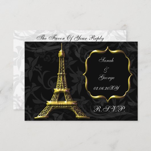 gouden Eiffeltoren franse rsvp standaard 3,5 x 5 (Voorkant / Achterkant)