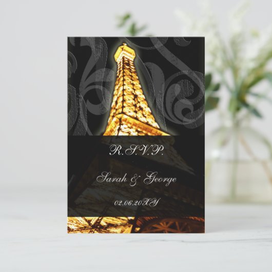 gouden Eiffeltoren franse rsvp standaard 3,5 x 5 (Staand voorkant)