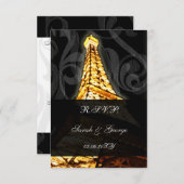 gouden Eiffeltoren franse rsvp standaard 3,5 x 5 (Voorkant / Achterkant)