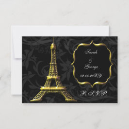 gouden Eiffeltoren franse rsvp standaard 3,5 x 5 Kaartje