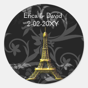 gouden Eiffeltoren Franse trouwzegels Ronde Sticker